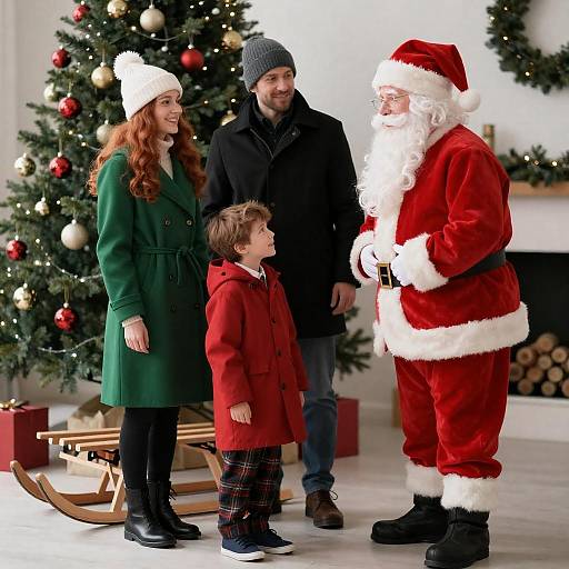 Festive Family Christmas Scene with Santa