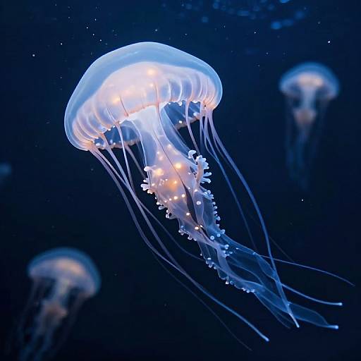 Ethereal Giant Jellyfish in Underwater Cave