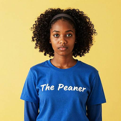 Dark-Skinned Girl with Afro and Shirt