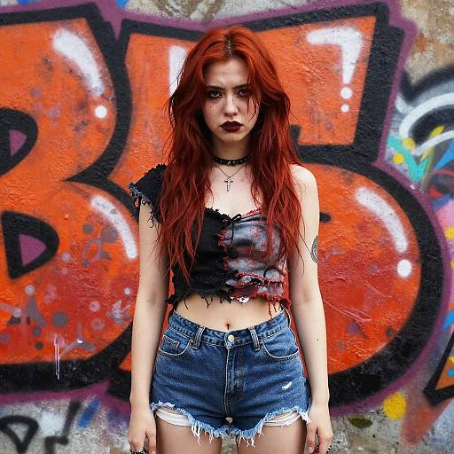 Rebellious Urban Girl with Red Hair