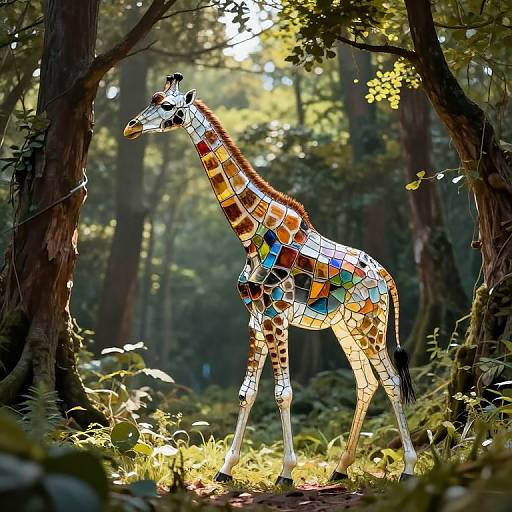 Translucent Giraffe in Enchanted Forest