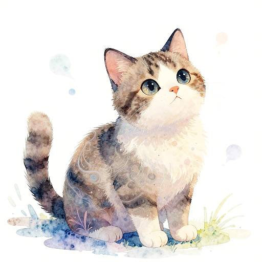 Dreamy Watercolor Cat Art