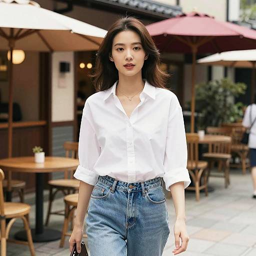 Casual Chic Woman in Quaint Alleyway