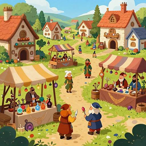 Whimsical Fantasy Market Scene