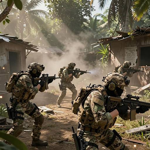 Cinematic Night-Vision Tactical Raid Artwork