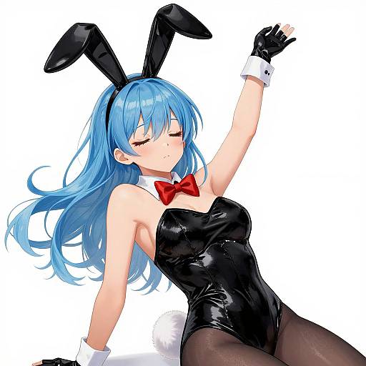 Anime Girl in Black Bunny Costume