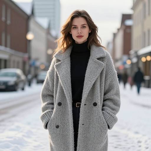 Winter City Photoshoot with Oversized Coat