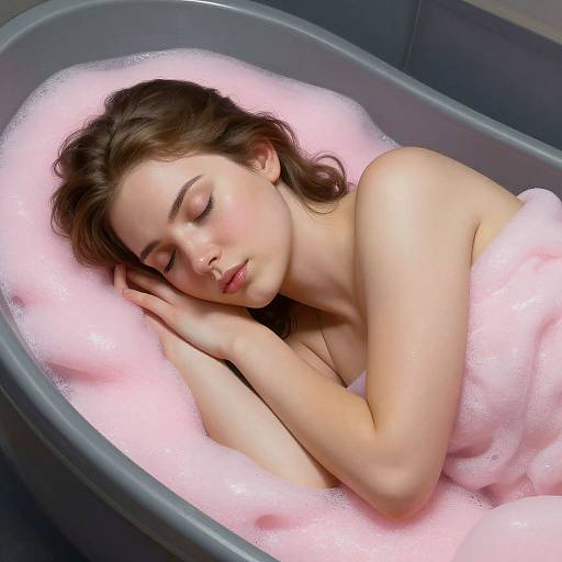 Photorealistic Woman Sleeping in Foam