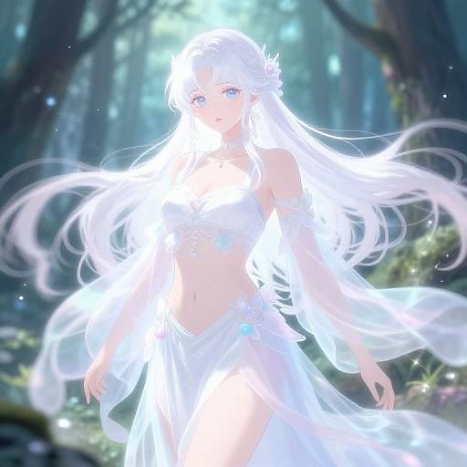 Ethereal Anime Fantasy Forest Beauty