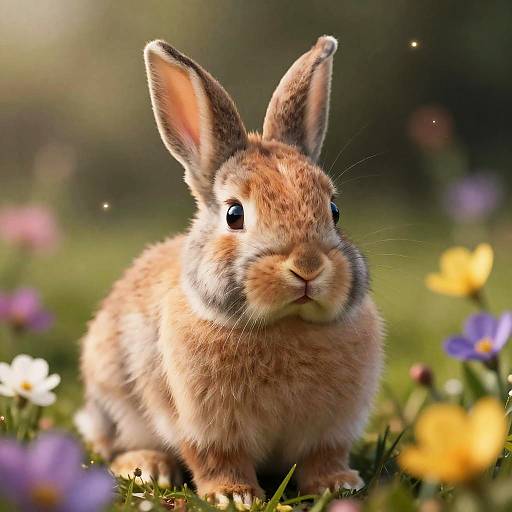 Hyperrealistic Baby Rabbit in Meadow