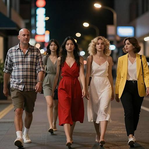 Nighttime City Walk with Friends