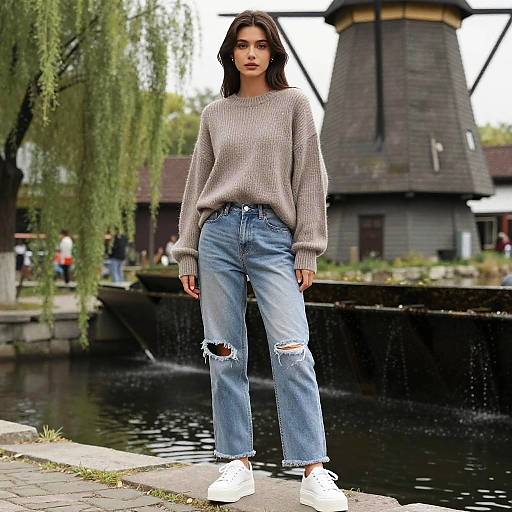 Willowy Woman by Village Watermill