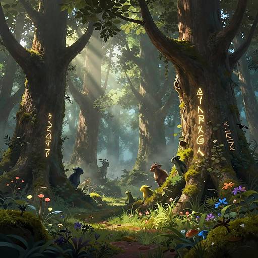 Enchanted Forest with Glowing Runes