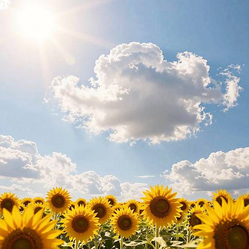 Sunny Sky Over Sunflower Field