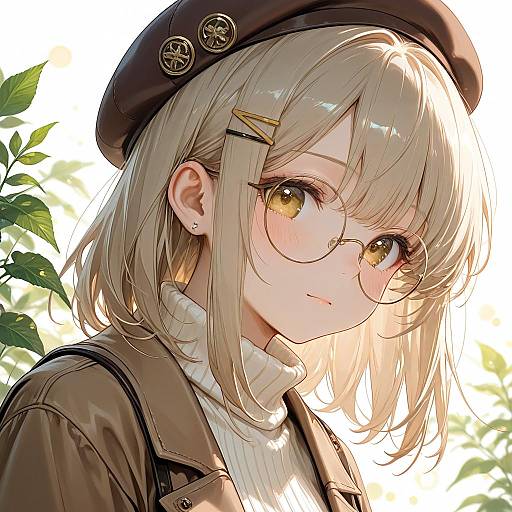 Charming Girl in Beret with Bokeh