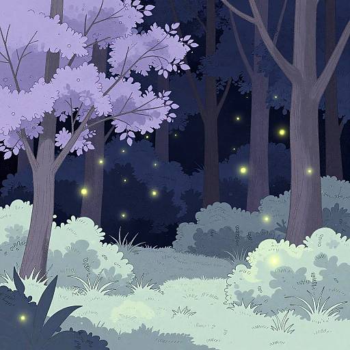 Line Art Forest Glade at Dusk