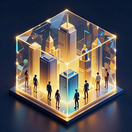 Cyberpunk City in Crystalline Prism