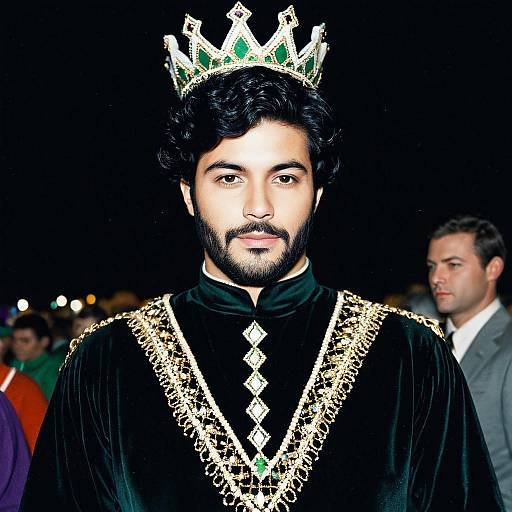 Man in Mardi Gras Costume Wearing Crown