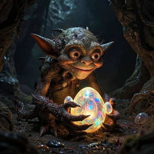 Gollum with Glowing Fantasy Eggs