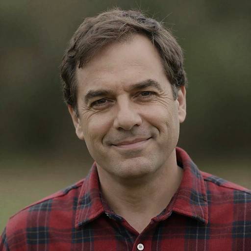 Portrait of Middle-Aged Man in Plaid Shirt