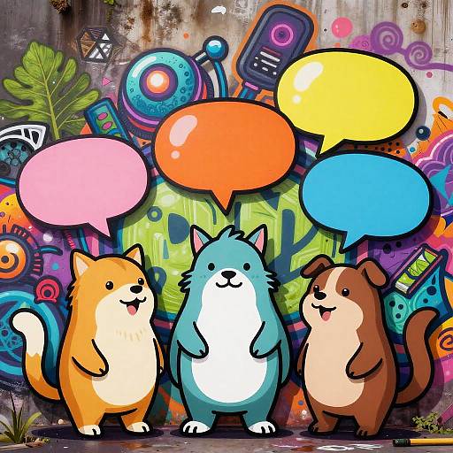 Vibrant Anthropomorphic Chat Art