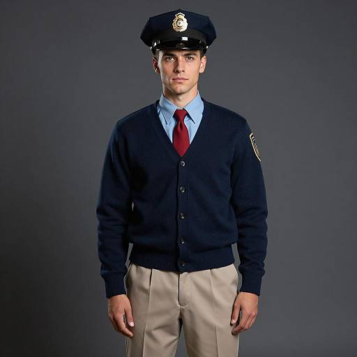 Vintage Police Uniform Portrait in Chinos