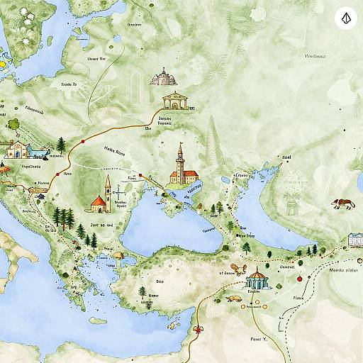 Artistic Watercolor Middle Earth Map