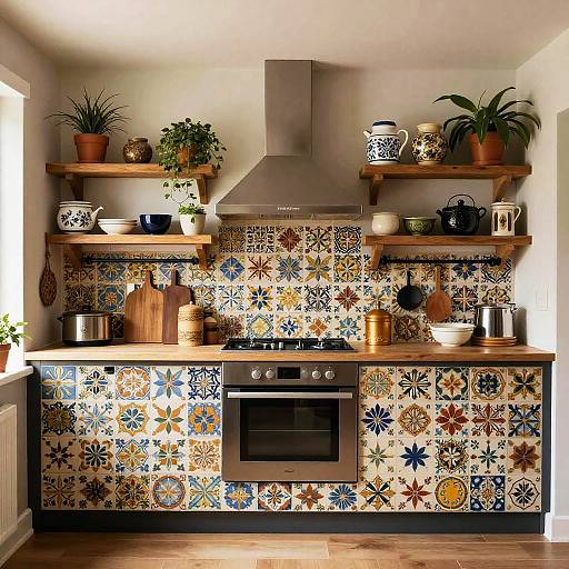 Bohemian Kitchen with Colorful Tiles