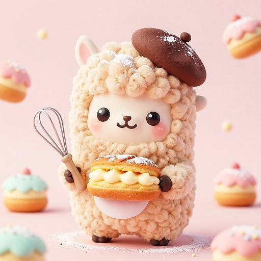 Chibi Alpaca Patissier in Pastel Dreams