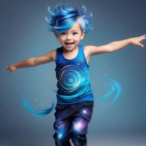 Playful Boy in Galaxy-Themed Outfit Playful Boy in Galaxy-Themed Outfit