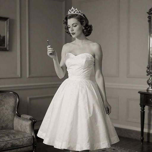 Sepia 1950s Crowned Woman Portrait