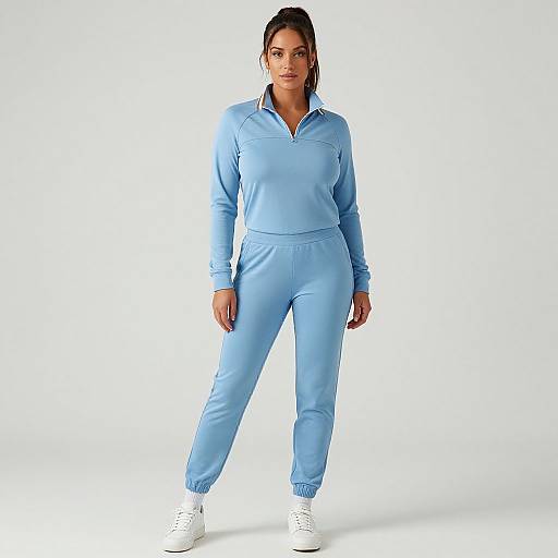 Sporty Woman in Blue Tracksuit