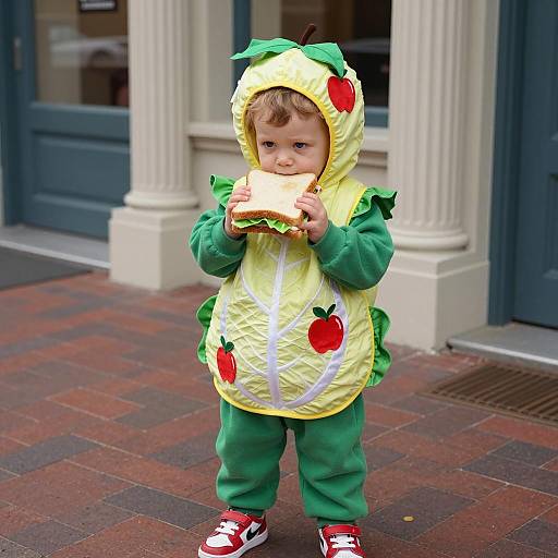 Candid Photo of Young Boy in Costume