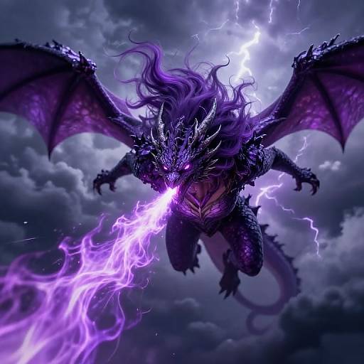 Fierce Purple Dragon Girl Soaring