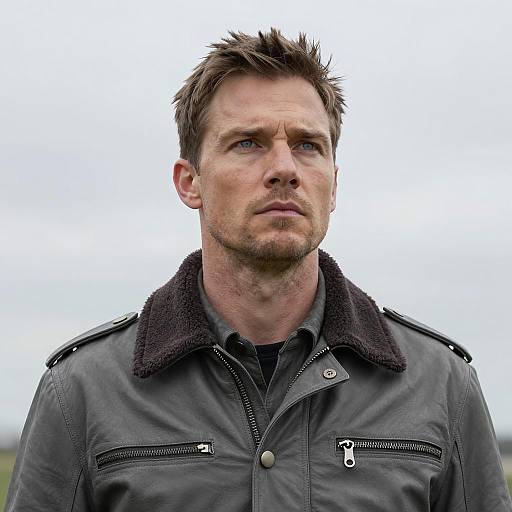 Serious Man in Gray Jacket Portrait