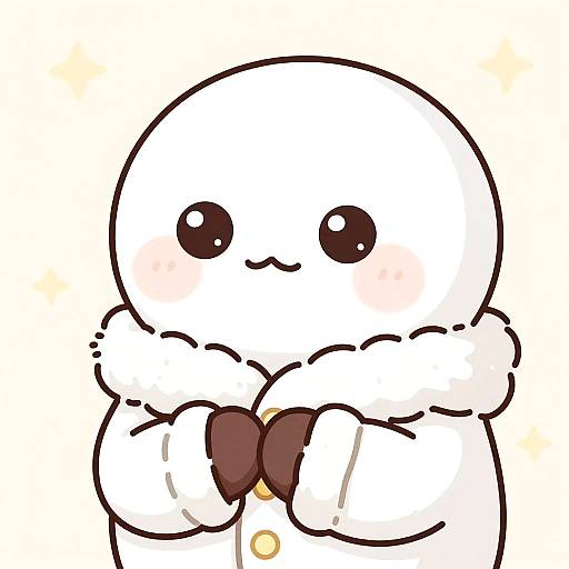 Chibi Shy Snow Owl Girl Pastel