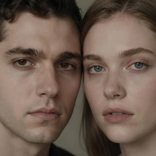 Close-up Portrait of Man and Woman with Intense Expressions