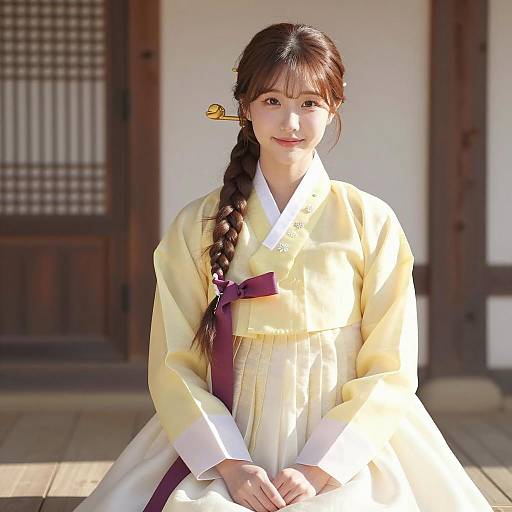 Korean Woman in Yellow Hanbok Portrait