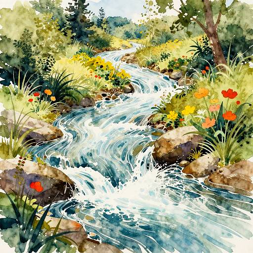 Flowing Water Streams Merging Unity