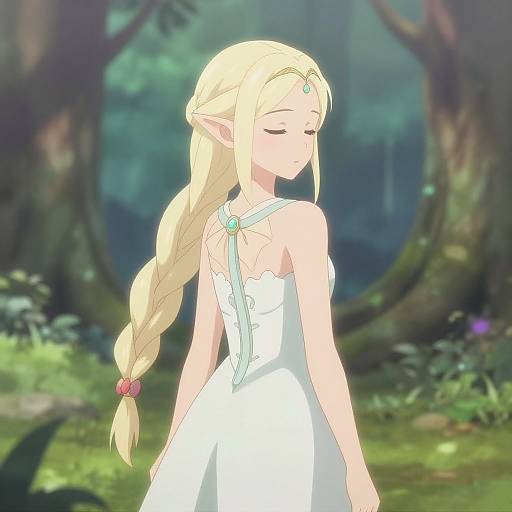 Ethereal Anime Elf in Enchanted Woodland