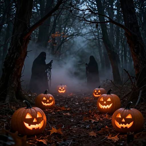 Creepy Halloween Forest Night Scene