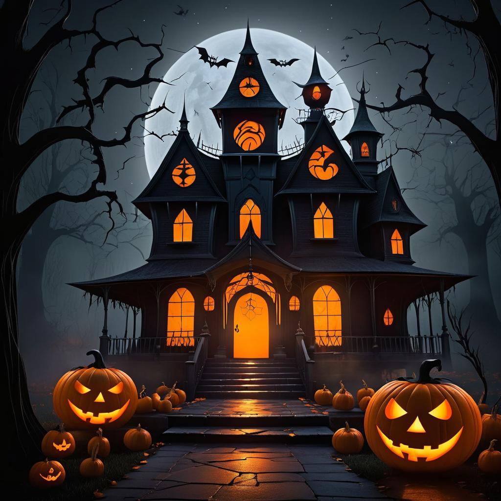 Eerie Halloween Scene with Jack-o'-lantern