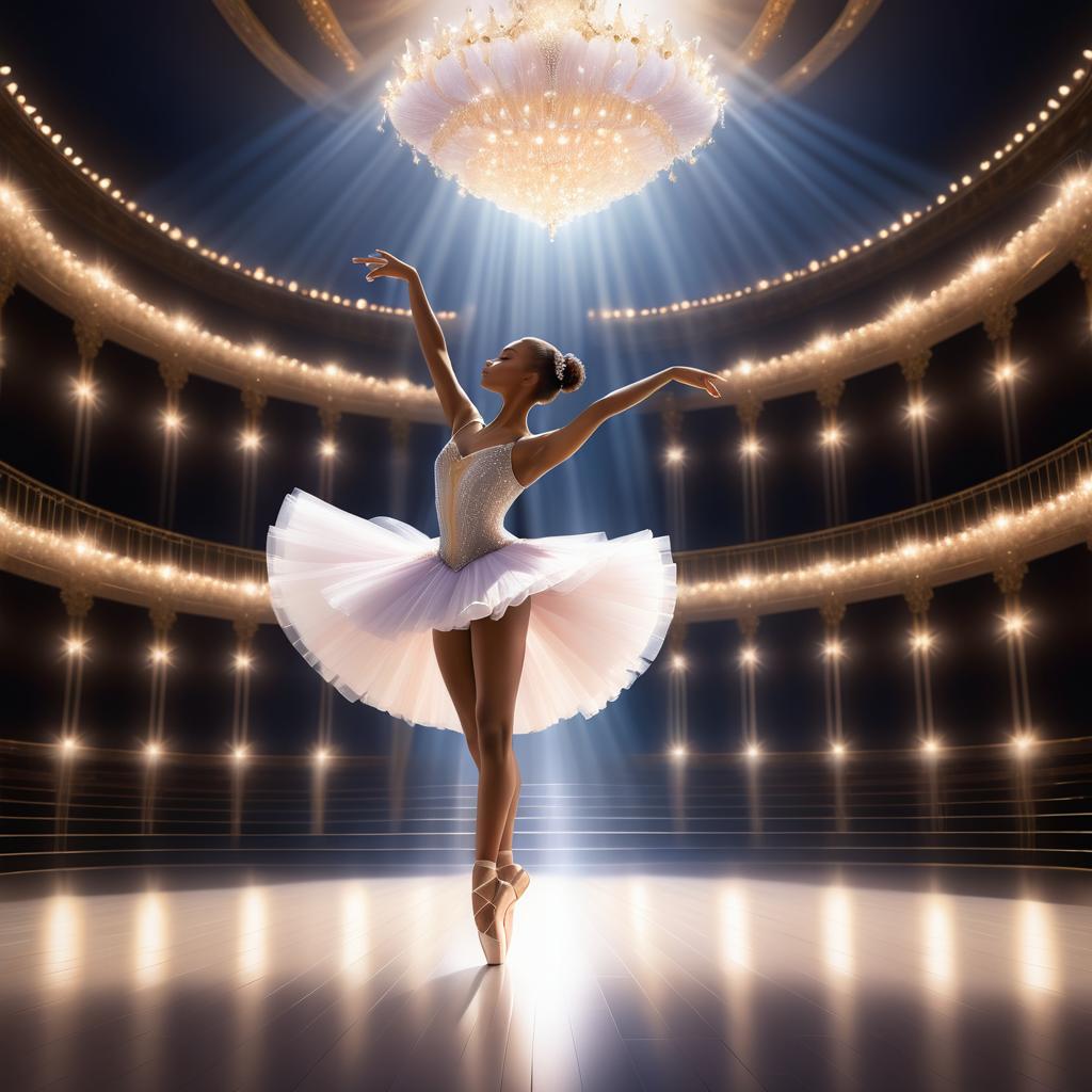 Elegant Ballerina Performing on Grand Stage