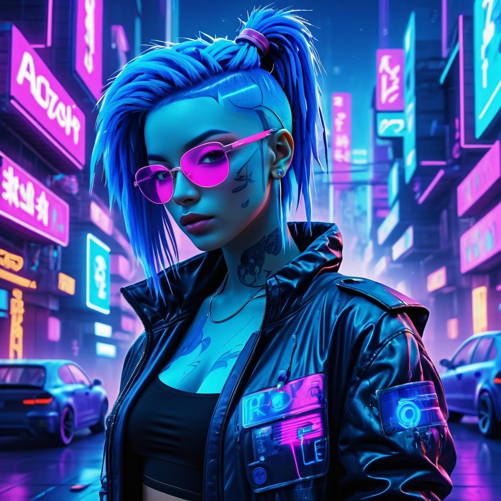 Vibrant Cyberpunk Street Artist Illustration