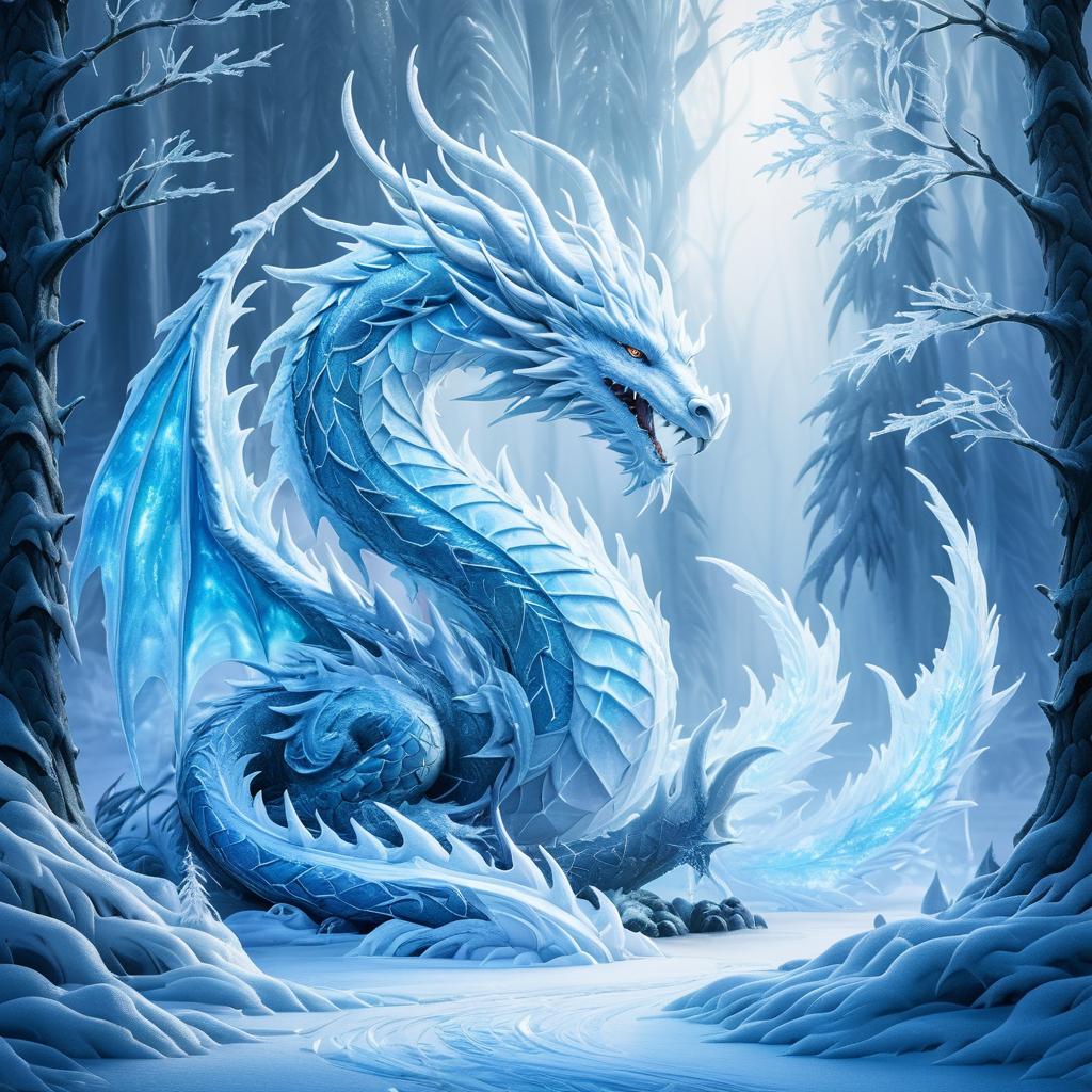 Majestic Dragon in a Frosty Landscape