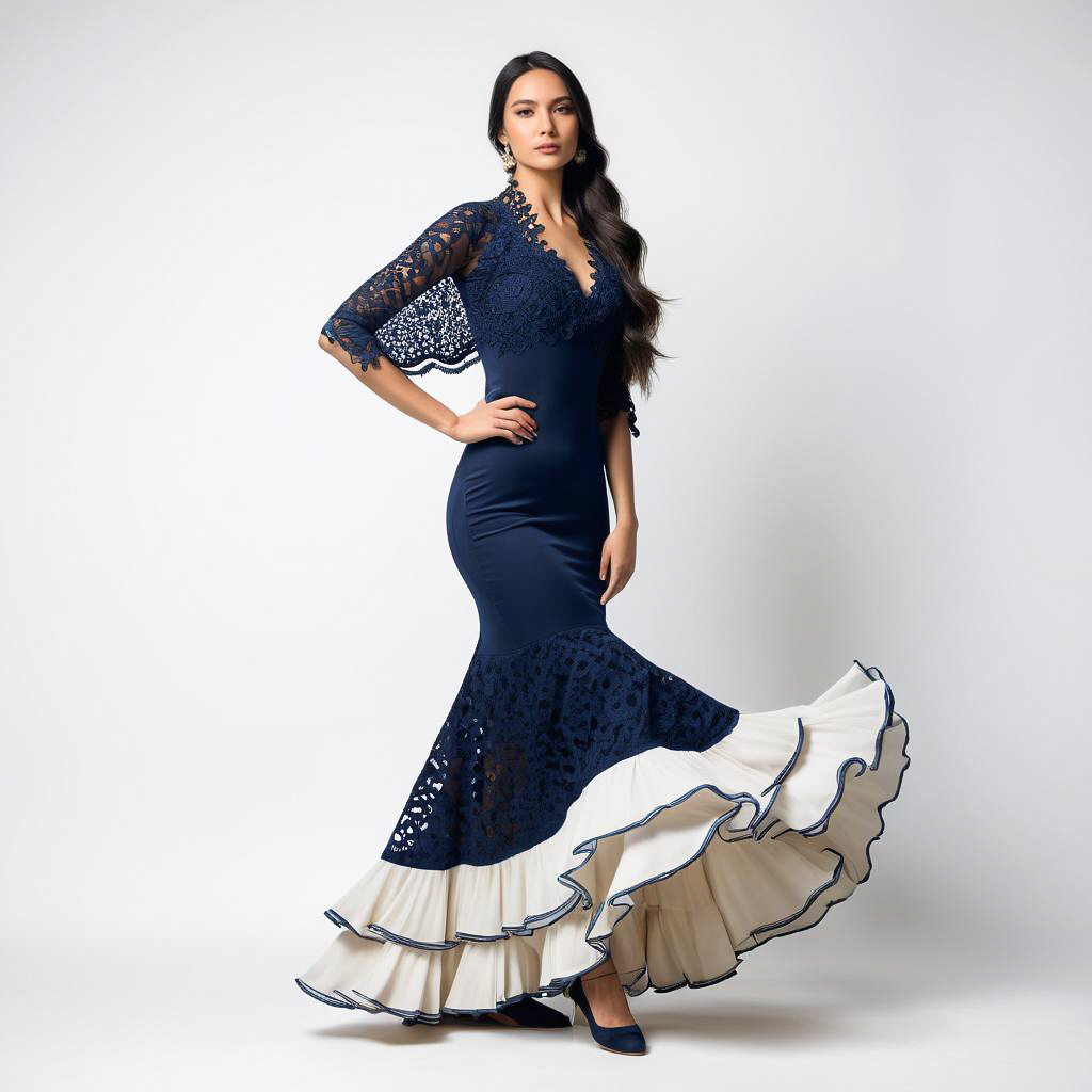 Elegant Lady in Classic Flamenco Attire