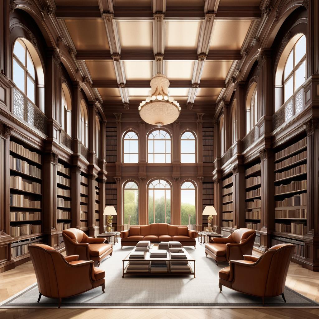 Elegant Spacious Library Rendering