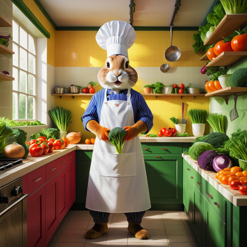 Chef Rabbit in a Colorful Kitchen