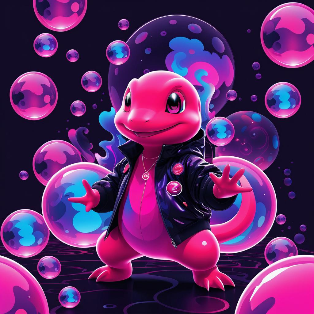 Psychedelic Charmander Mylar Branding Design