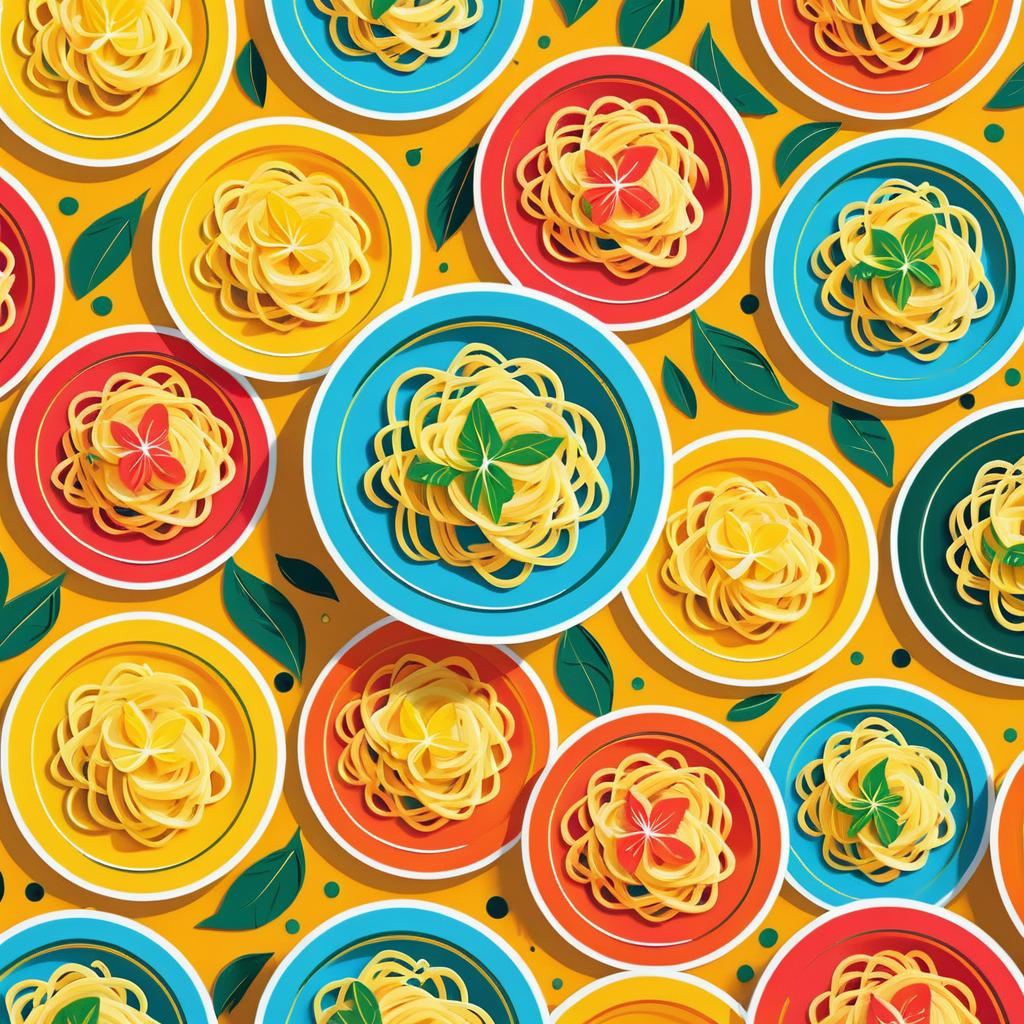 Vibrant Minimalist Pasta Sticker Design